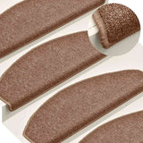 Vidaxl -Treppenmatten 15 ST 65x24x4 cm Brown Semi -Rounds groß