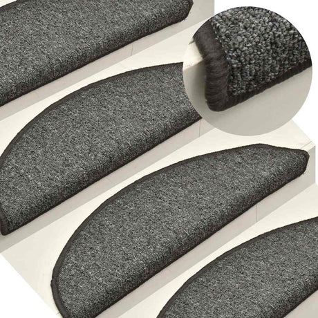 VidaXL Stufenmatten 15 Stk. 56x17x3 cm dunkelgrau halbrund