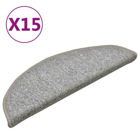 Vidaxl -Treppenmatten 15 ST 56x17x3 cm hellgraue Hemisphäre