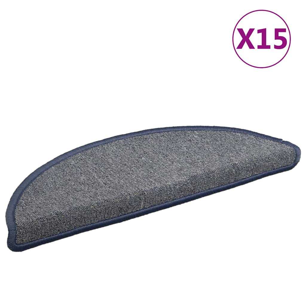 Vidaxl -Treppenmatten 15 ST 56x17x3 cm hellgrau und blau Hemisphäre