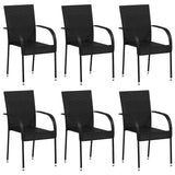 Vidaxl tuinstoelen stapelbaar 6 st poly rattan zwart