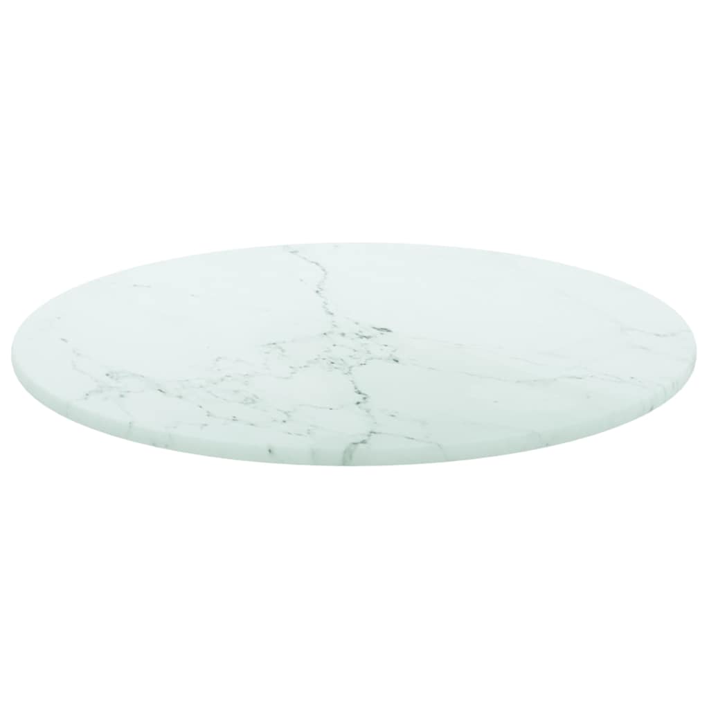 Vidaxl tafelblad ø30x0,8 cm gehard glas met marmerontwerp wit