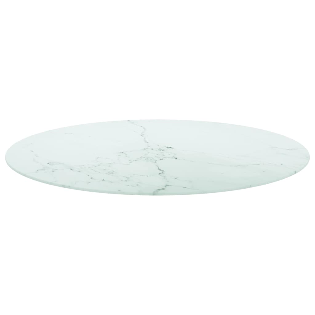 Vidaxl tafelblad ø90x1 cm gehard glas met marmeren design wit