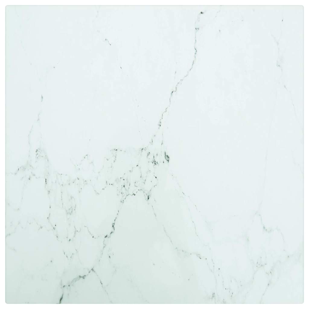 Vidaxl tafelblad 30x30 cm 6 mm gehard glas met marmeren design wit