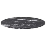 Vidaxl tafelblad ø60x0,8 cm gehard glas met marmeren design zwart