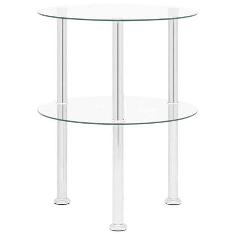 Vidaxl bijzettafel 2-laags 38 cm gehard glas transparant