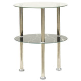 Vidaxl bijzettafel 2-laags 38cm gehard glas transparant en zwartmarmer