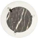 Vidaxl bijzettafel 2-laags 38cm gehard glas transparant en zwartmarmer