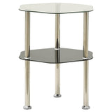 Vidaxl bijzettafel 2-laags 38x38x50 cm gehard glas transparant zwart