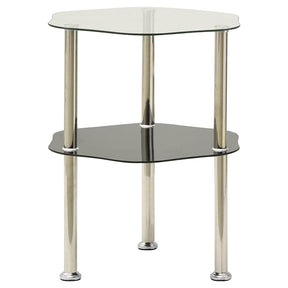 Vidaxl bijzettafel 2-laags 38x38x50 cm gehard glas transparant zwart