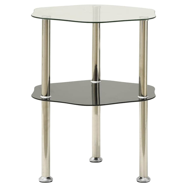 Vidaxl bijzettafel 2-laags 38x38x50 cm gehard glas transparant zwart