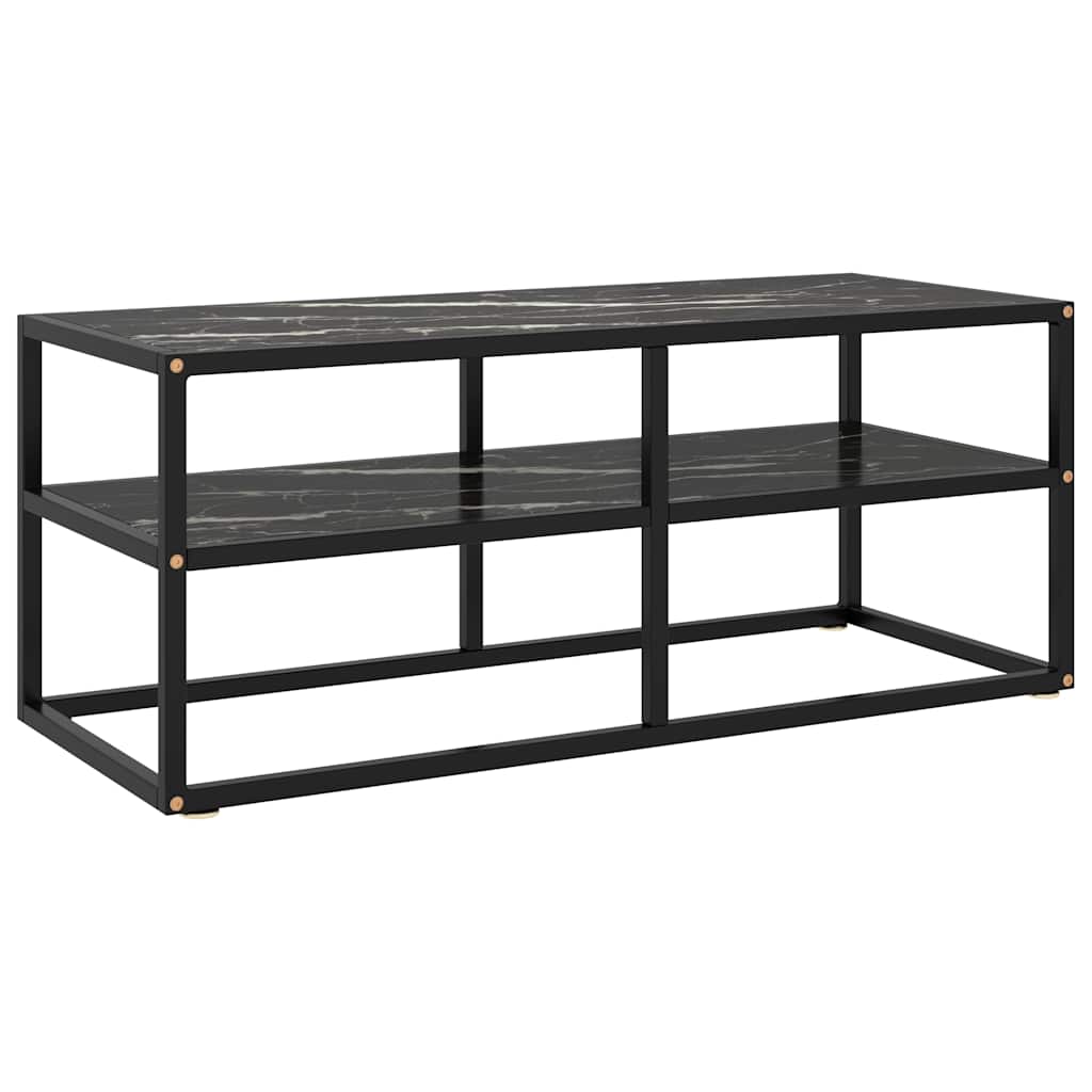 Vidaxl tv-meubel met zwart marmerglas 100x40x40 cm zwart