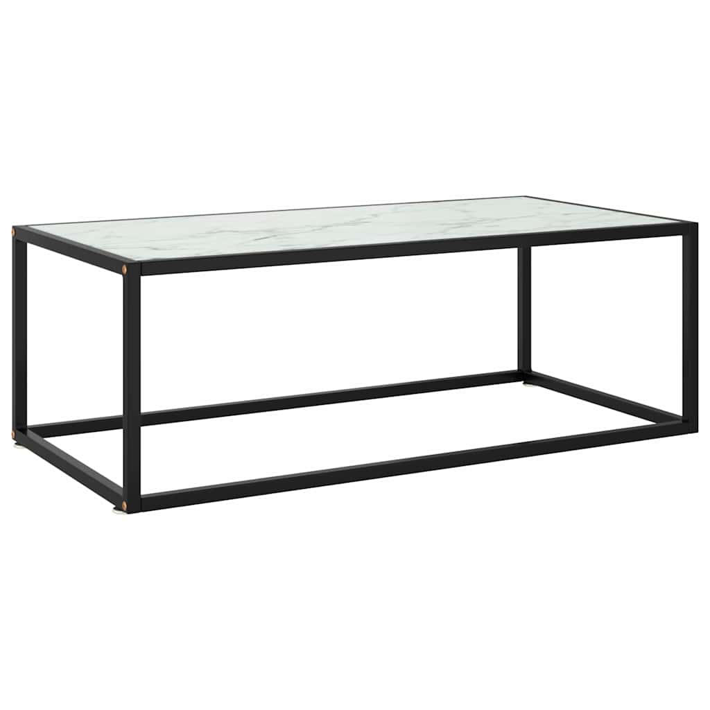 Vidaxl salontafel met wit marmerglas 100x50x35 cm zwart