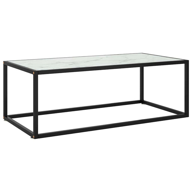 Vidaxl salontafel met wit marmerglas 100x50x35 cm zwart