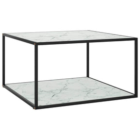 Vidaxl salontafel met wit marmerglas 90x90x50 cm zwart