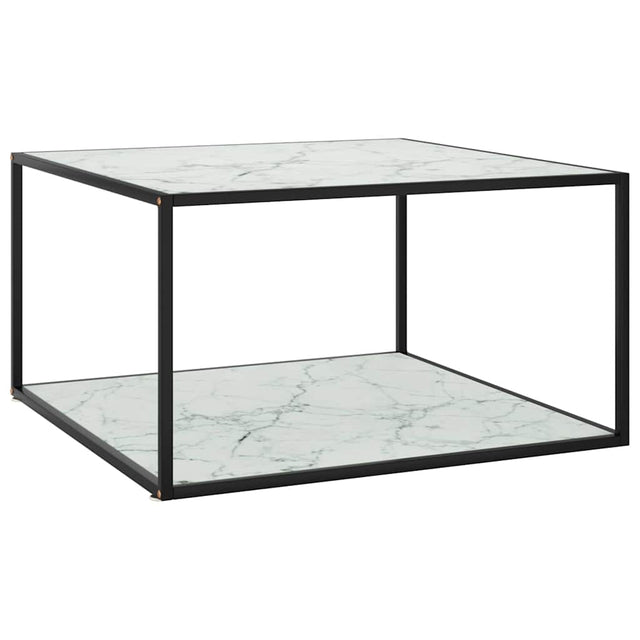Vidaxl salontafel met wit marmerglas 90x90x50 cm zwart