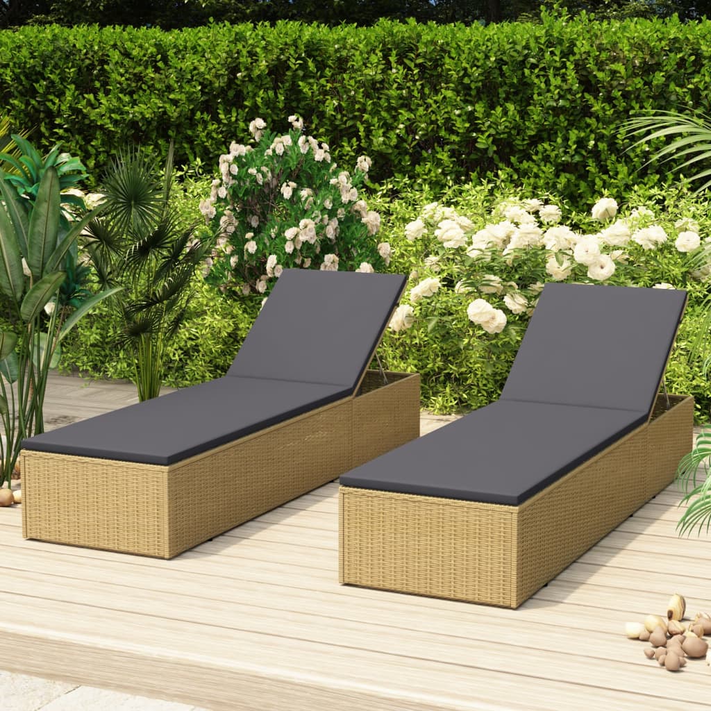Vidaxl ligbed poly rattan bruin en donkergrijs