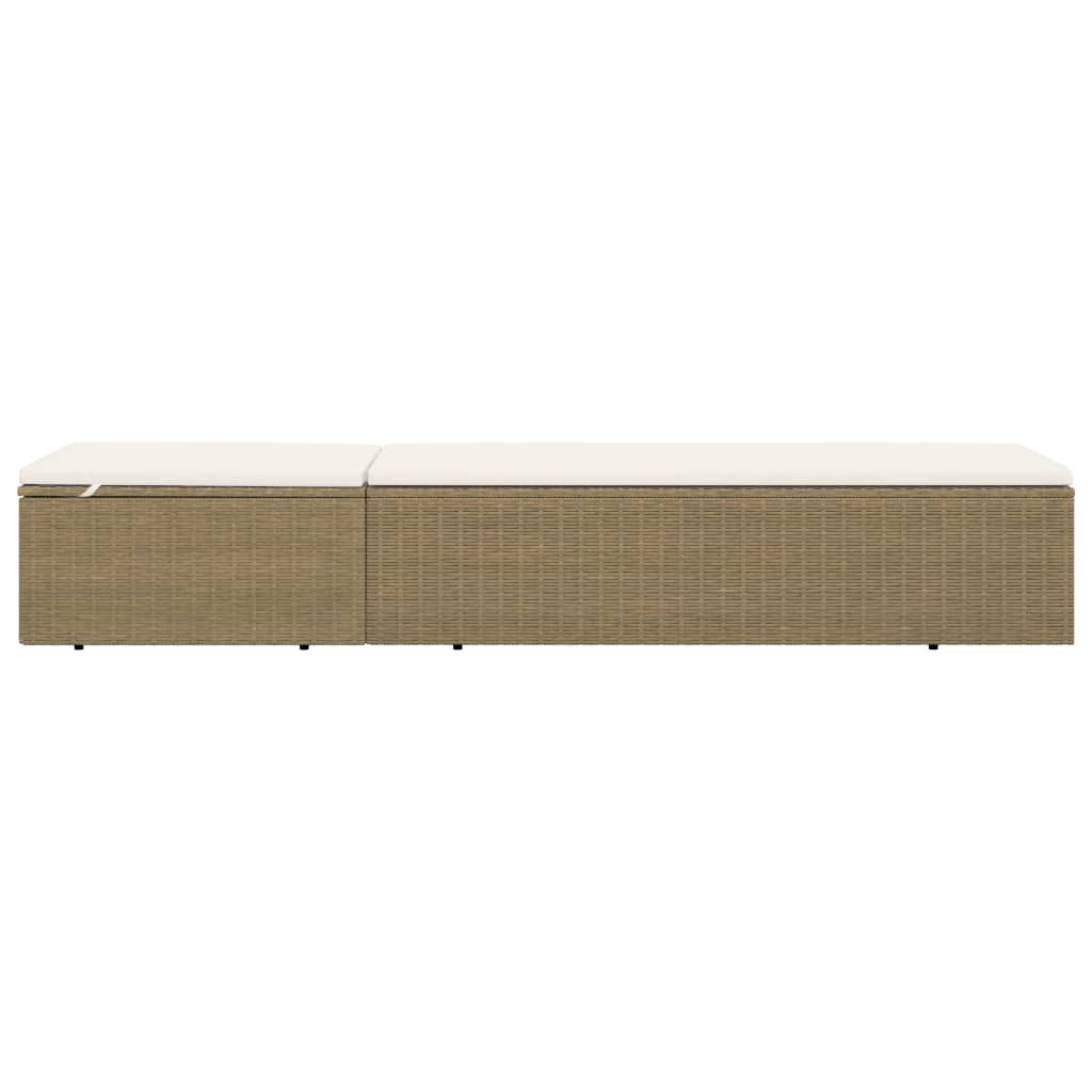 Vidaxl ligbed poly rattan bruin en crèmewit