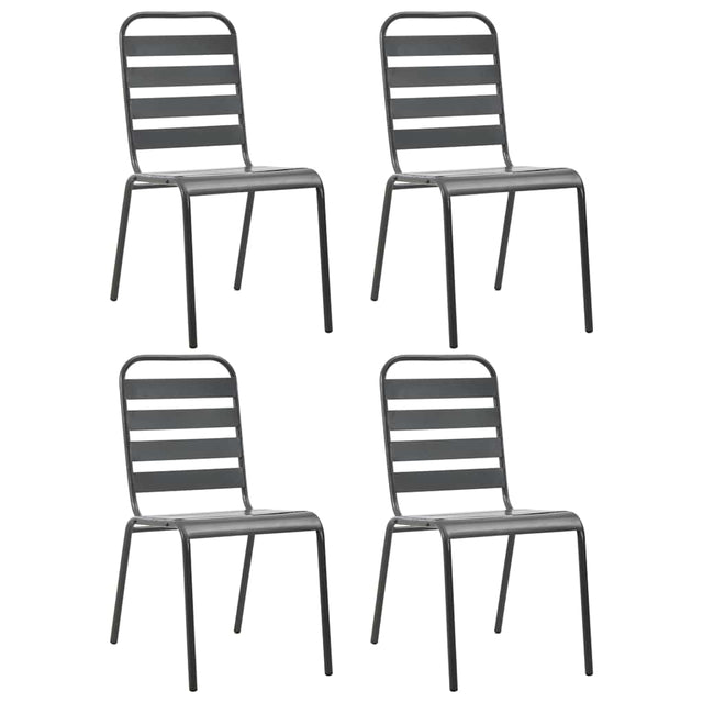 Vidaxl tuinstoelen 4 st gelat ontwerp staal donkergrijs