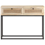 Vidaxl wandtafel 100x35x76 cm massief mangohout en natuurlijk riet