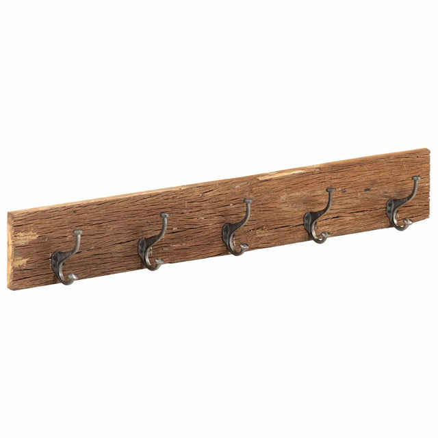 Vidaxx Wandgarderobe mit 5 Haken 100x2,5x15 cm aus massivem Recyclingholz