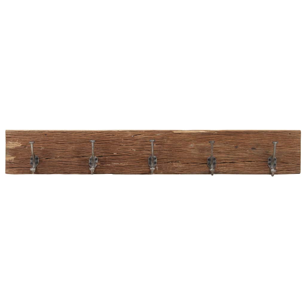 Vidaxx Wandgarderobe mit 5 Haken 100x2,5x15 cm aus massivem Recyclingholz