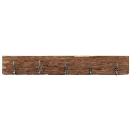Vidaxx Wandgarderobe mit 5 Haken 100x2,5x15 cm aus massivem Recyclingholz