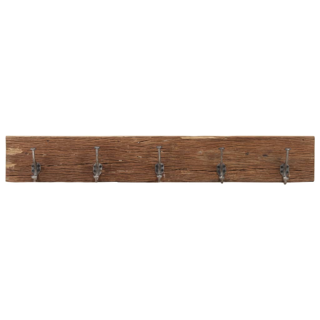 Vidaxx Wandgarderobe mit 5 Haken 100x2,5x15 cm aus massivem Recyclingholz