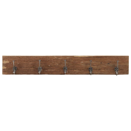Vidaxx Wandgarderobe mit 5 Haken 100x2,5x15 cm aus massivem Recyclingholz