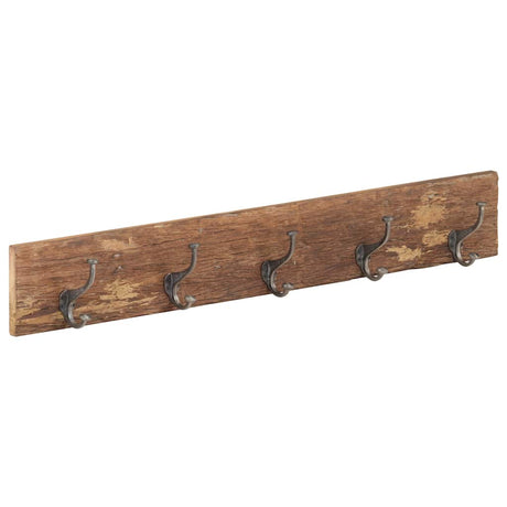 Vidaxx Wandgarderobe mit 5 Haken 100x2,5x15 cm aus massivem Recyclingholz
