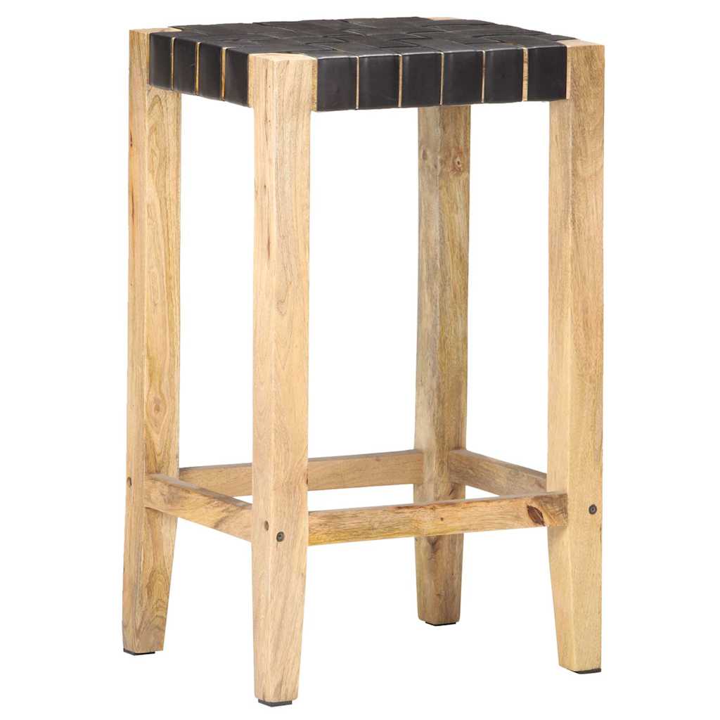 Vidaxl barkrukken 2 st echt leer 75 cm zwart