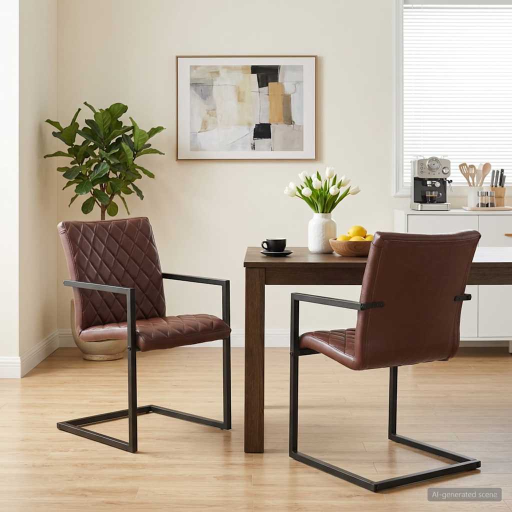 Vidaxl eetkamerstoelen 2 st echt leer bruin