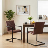 Vidaxl eetkamerstoelen 2 st echt leer bruin