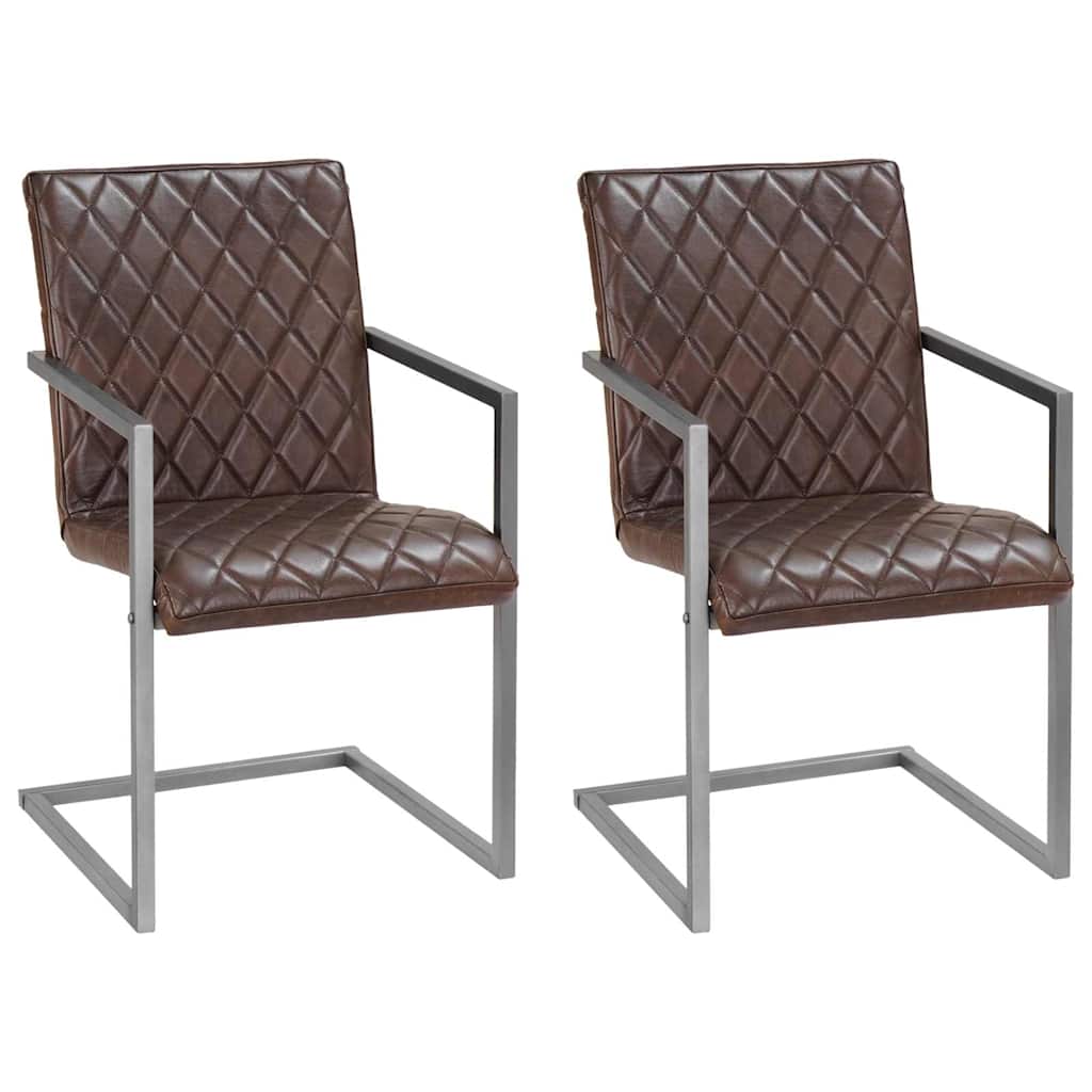 Vidaxl eetkamerstoelen 2 st echt leer bruin