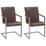 Vidaxl eetkamerstoelen 2 st echt leer bruin