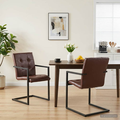Vidaxl eetkamerstoelen 2 st echt leer bruin