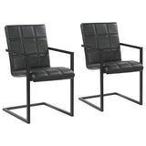 Vidaxl eetkamerstoelen 2 st echt leer zwart