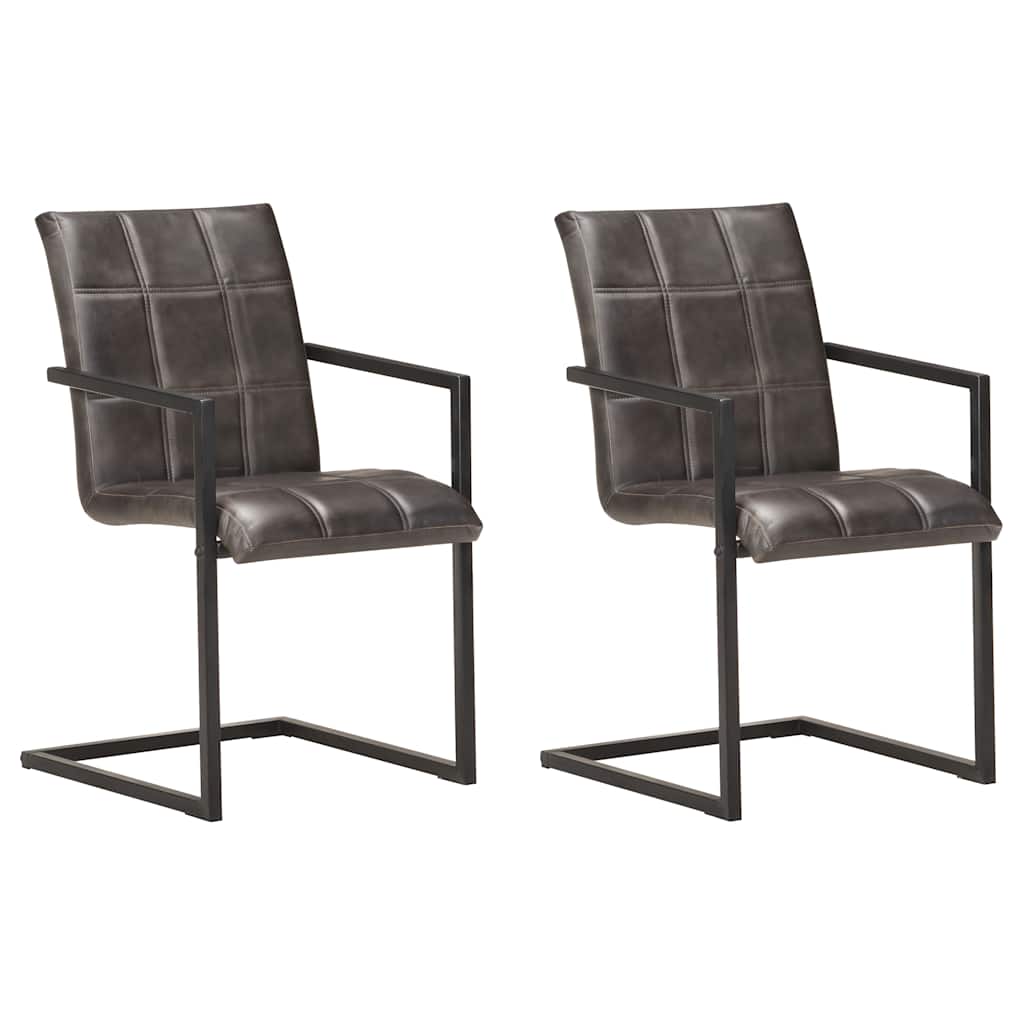 Vidaxl eetkamerstoelen 2 st echt leer grijs