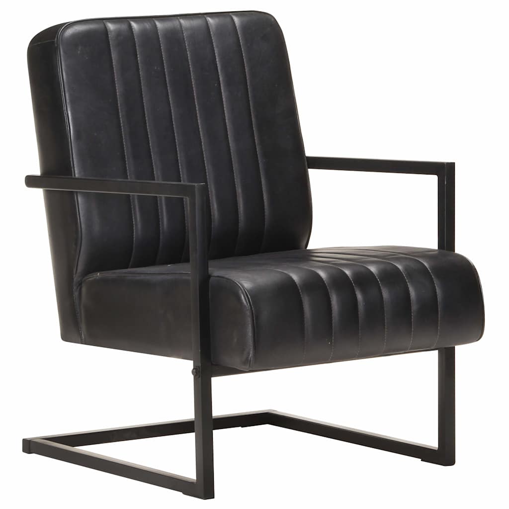 Vidaxl fauteuil echt leer zwart