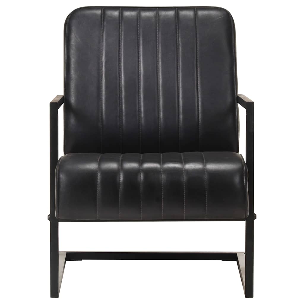 Vidaxl fauteuil echt leer zwart