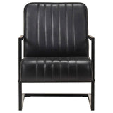 Vidaxl fauteuil echt leer zwart