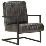 Vidaxl fauteuil echt leer verweerd grijs