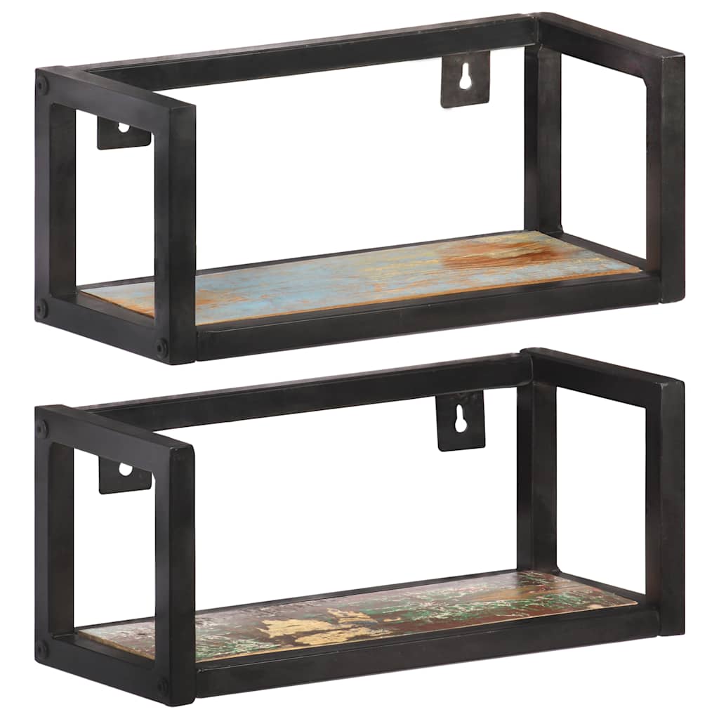 Vidaxl wandschappen 2 st 40 cm massief gerecycled hout