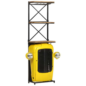 Vidaxl wijnkast tractor 49x31x172 cm massief mangohout geel
