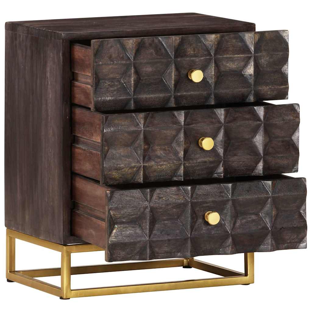 Vidaxl nachtkastje 40x30x50 cm massief mangohout zwart