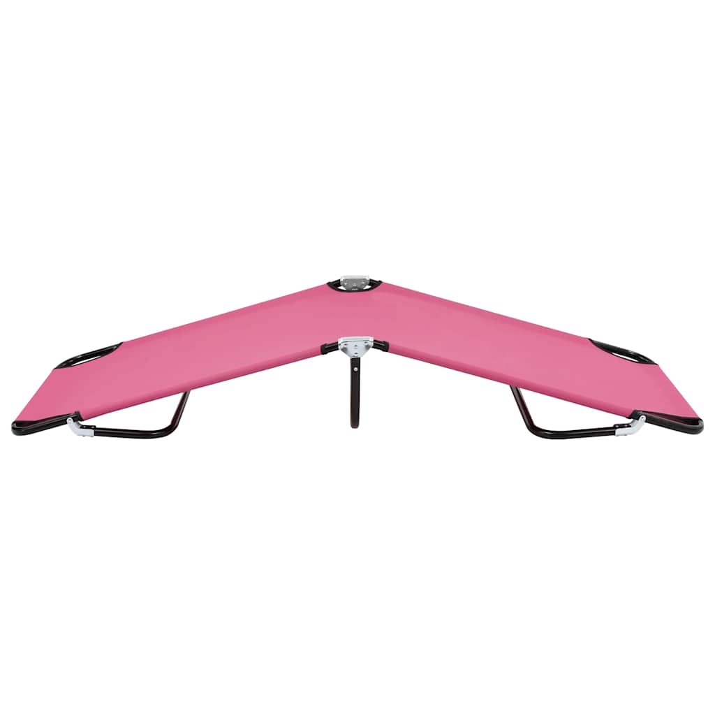 Vidaxl ligbed inklapbaar staal roze