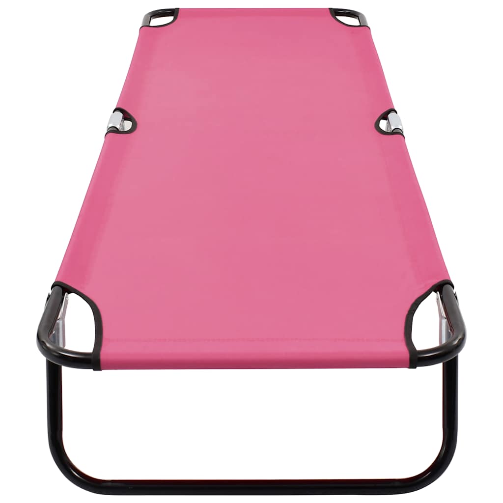 Vidaxl ligbed inklapbaar staal roze