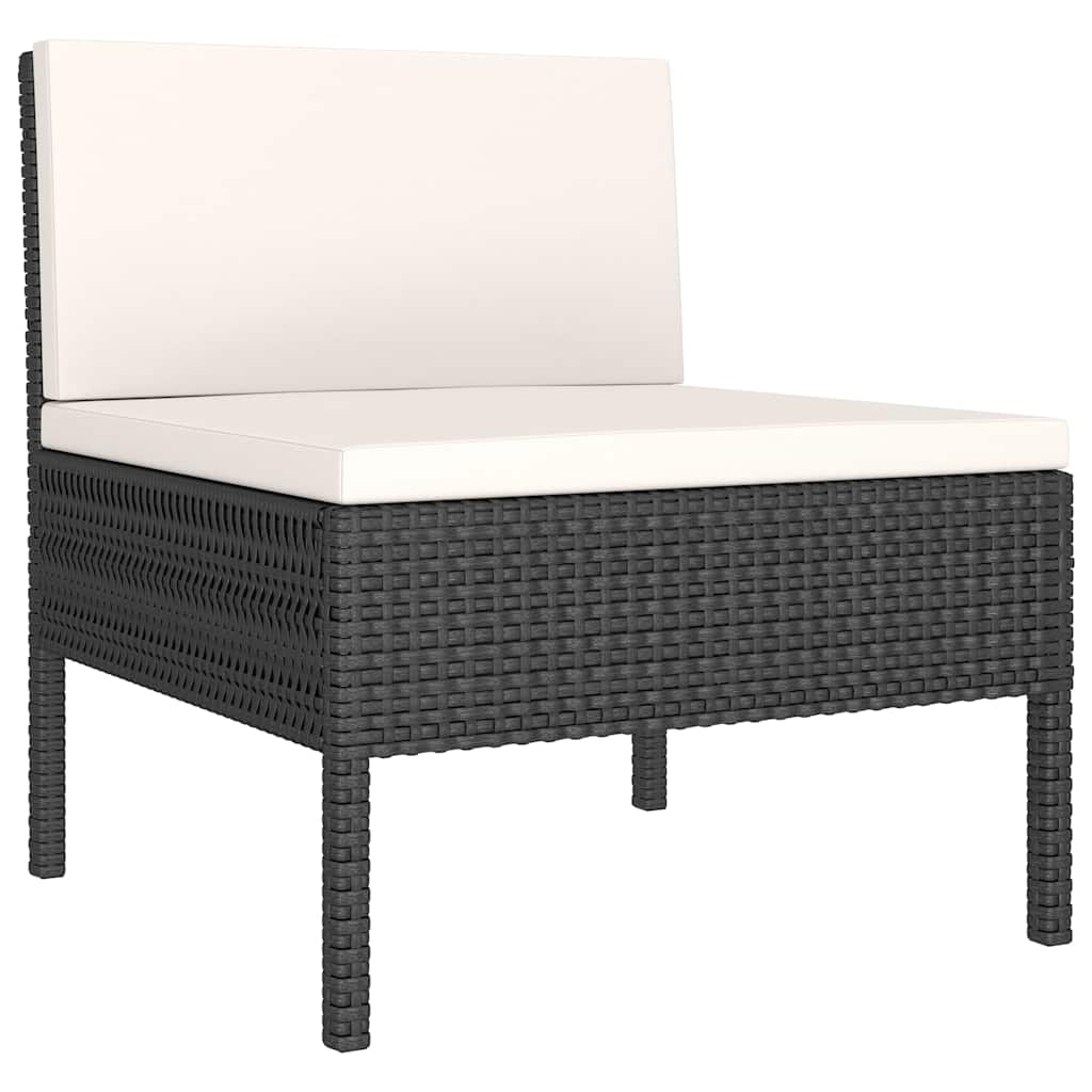 Vidaxl tuinstoelen 3 st met kussens poly rattan zwart