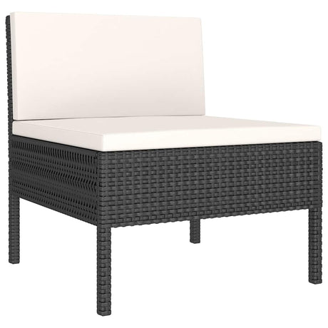 Vidaxl tuinstoelen 3 st met kussens poly rattan zwart