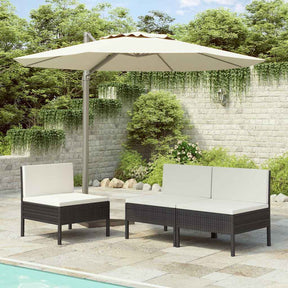 Vidaxl tuinstoelen 3 st met kussens poly rattan zwart